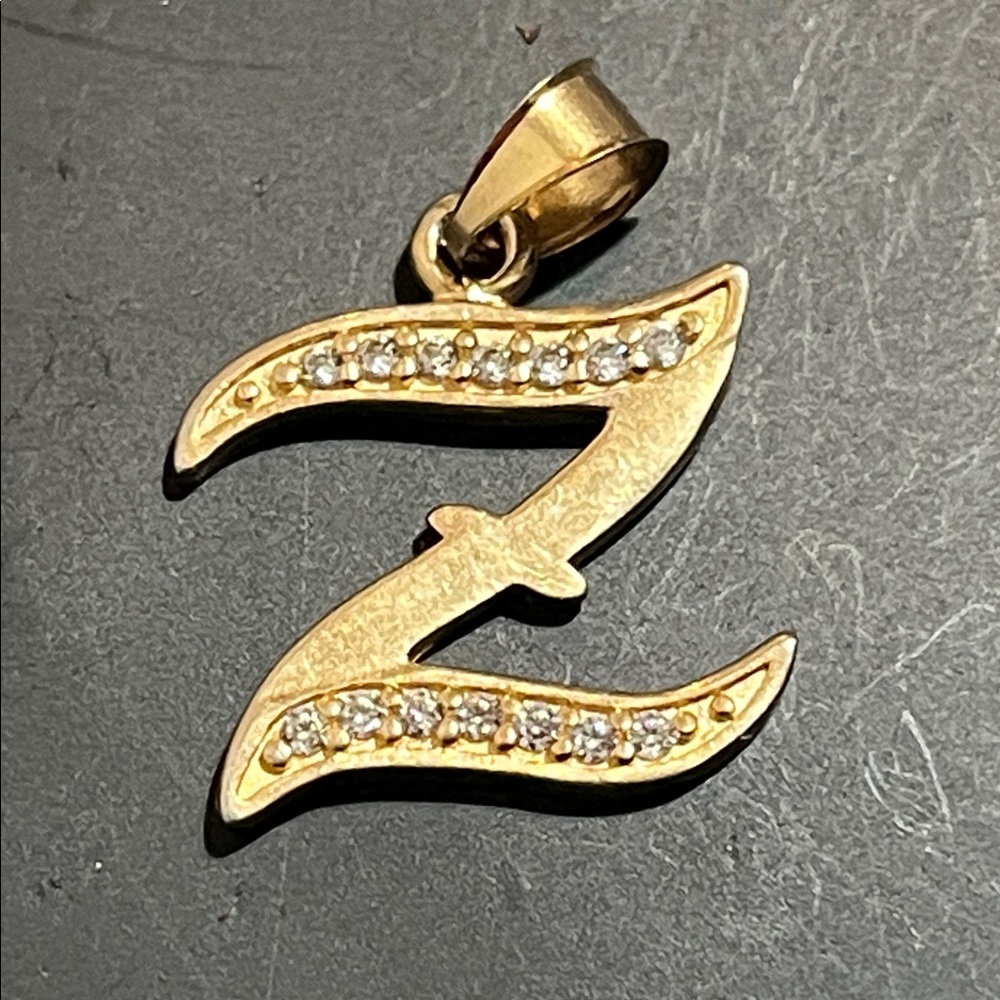 Gold Initial Pendant with Crystals